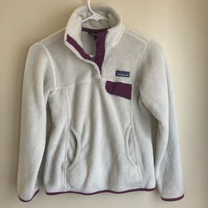 White/Purple Patagonia Fleece Pullover